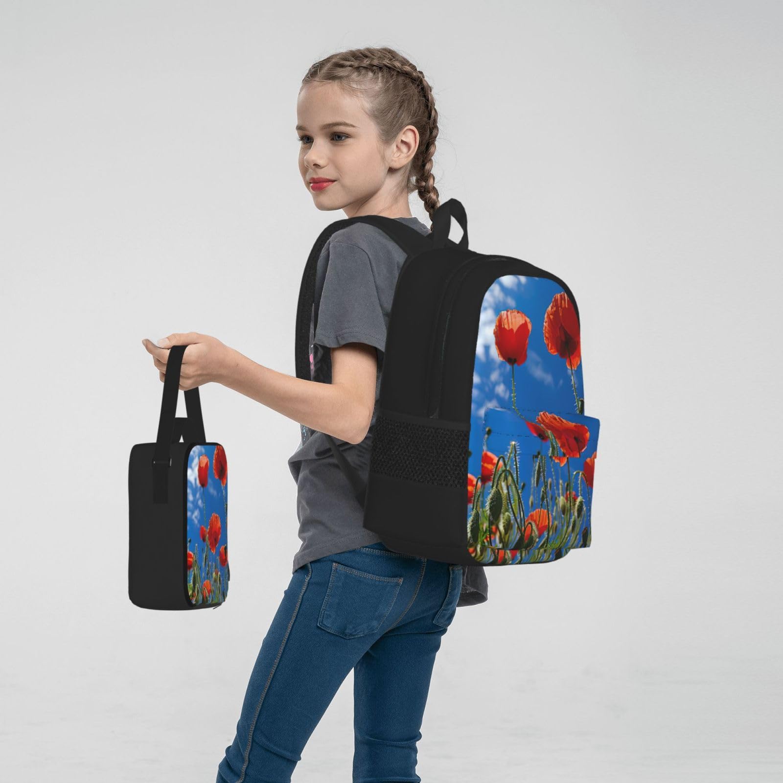 Zaino, borsa portapranzo, astuccio, set da 3 pezzi, per lavoro e