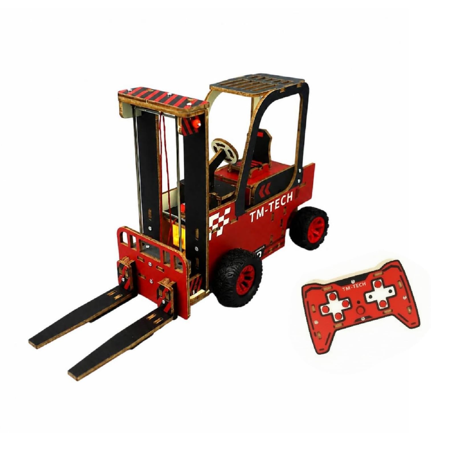 Carrello Telecomandato Kit Modello Fai da Te Giocattolo Educativo Mezzo di Sollevamento Mini Gru Legno Plastica Montaggio Manuale Esperienza