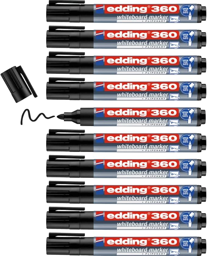edding 360 whiteboard marker black 10 whiteboard pens round tip 1