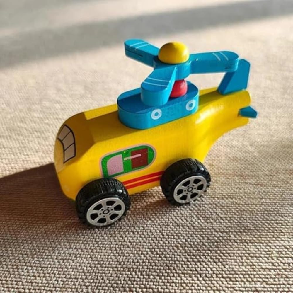 SubiMouIQ Wooden Wind-Up Pull String Helicopter – Multicolor Educational Toy for Toddlers, Infants & Kids 12 Months+ | Perfect Montessori Gift for Boys & Girls - Image 4 thumbnail