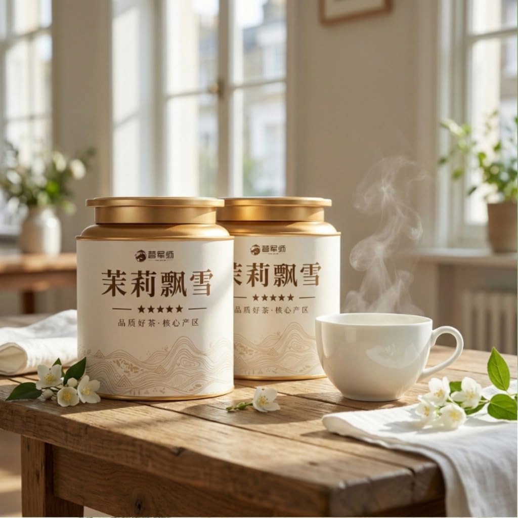 Tè Verde Jasmine Piaoxue 500g | Tè Verde in Foglie Sciolte Con Fiori Di Gelsomino 17,64oz | Ricco Aroma Floreale, Fragranza Piena | Ideale Per Il Consumo Quotidiano