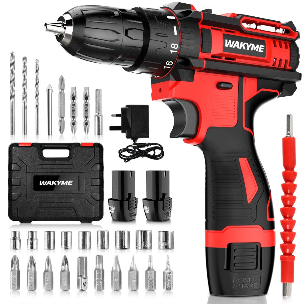 Buy Cordless Drill Driver, WAKYME 12.6V Power Drill 30Nm, 8+3 Clutch, 3