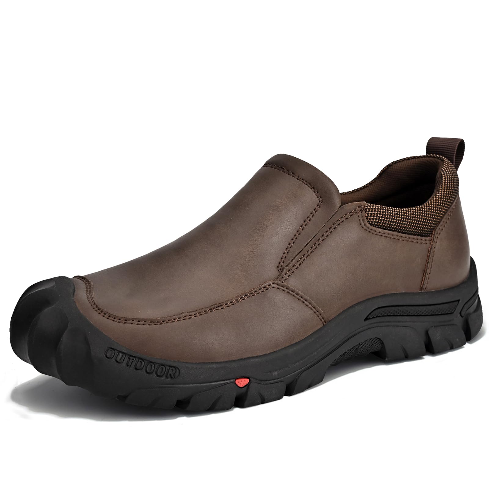 Mens Leather Slip On Hiking Outdoor Waterproof Causal Loafers Work Walking Shoes-image-21