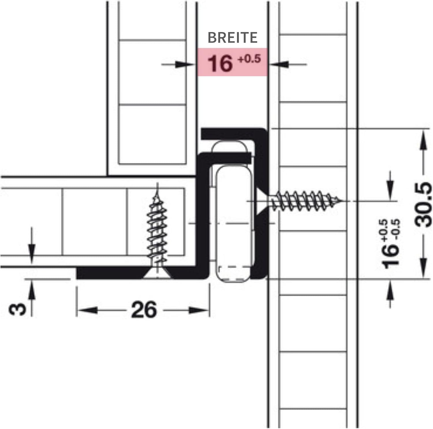 Gedotec Guida per cassetti ad estrazione parziale 800 mm Guida per cassetti a montaggio superficiale | FR206 | portata 100 kg | acciaio zincato