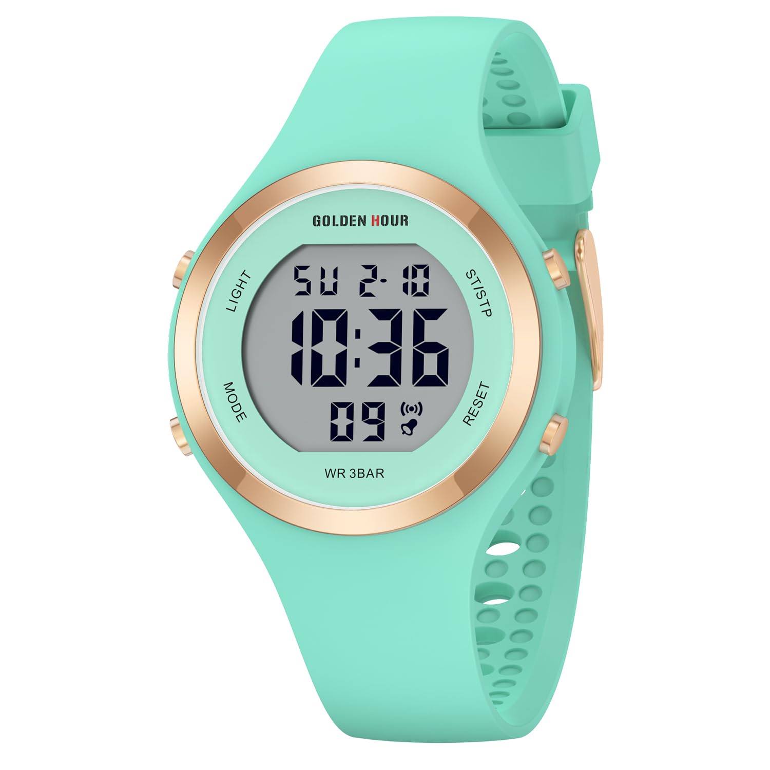Waterproof Sport Women's Digital Chronograph Silicone Strap Watch