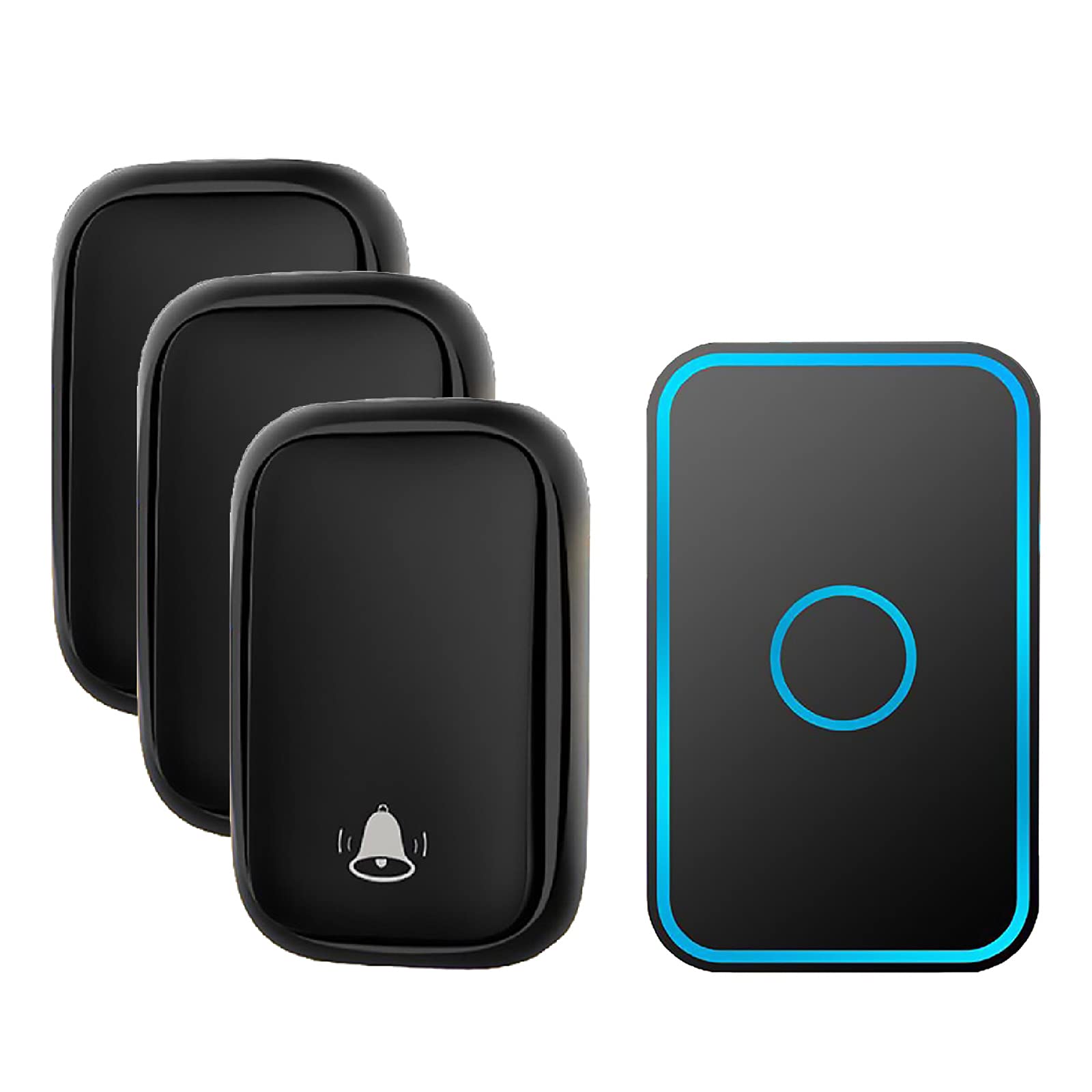 Timbre inalámbrico autoalimentado con 1 Receptor - Kit de Timbre inalámbrico para enchufar en la Pared, Alcance Remoto de 490 pies, Resistente a la Intemperie IP44, 60 ti(Negro)