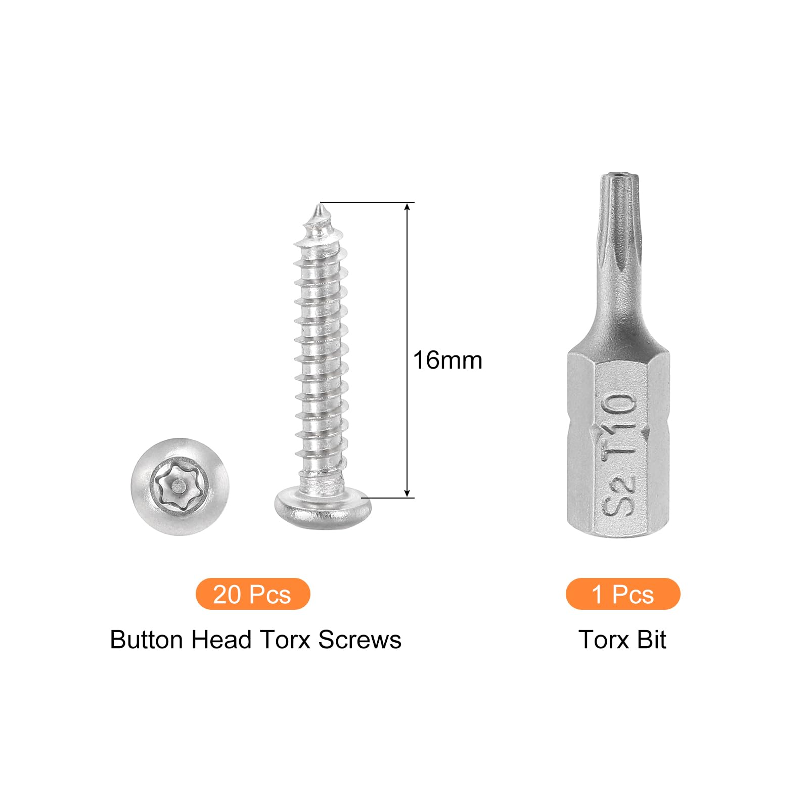 Inviolable Tornillos De Seguridad Torx T30 - Cabeza Botón M6 X 50mm - Acero Inoxidable 304 - Pack De 10 Tornillo Torx