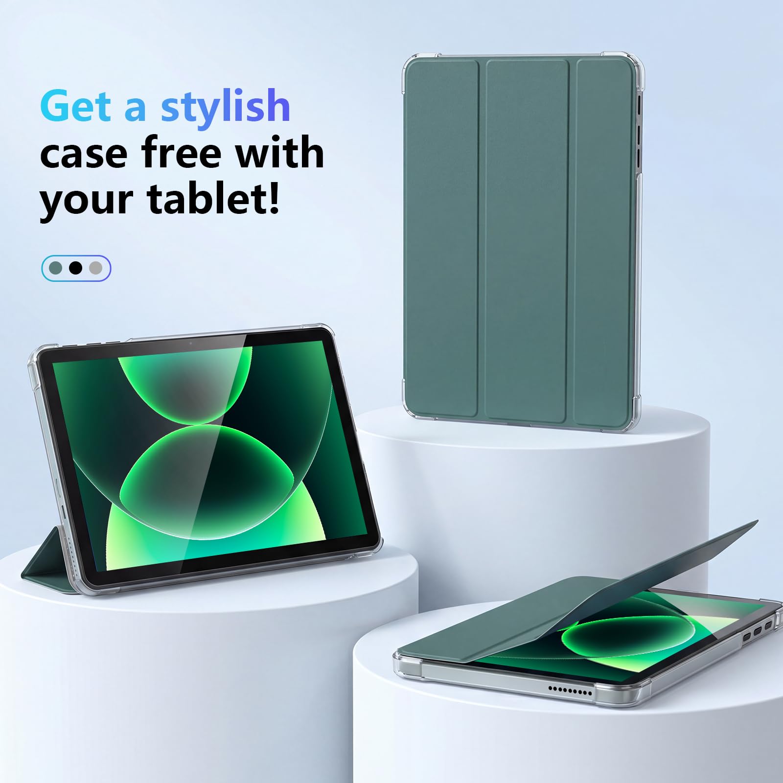 Tablet, 10 Pollici Android 15 Tablet, Processeur Octa-Core Ultra, 30GB RAM 128GB ROM (2TB Espandibili), Schermo HD IPS, Wi-Fi 5G Rapide, Widevine L1, 6000mAh, 13MP+5MP, Custodia inclusa-verde