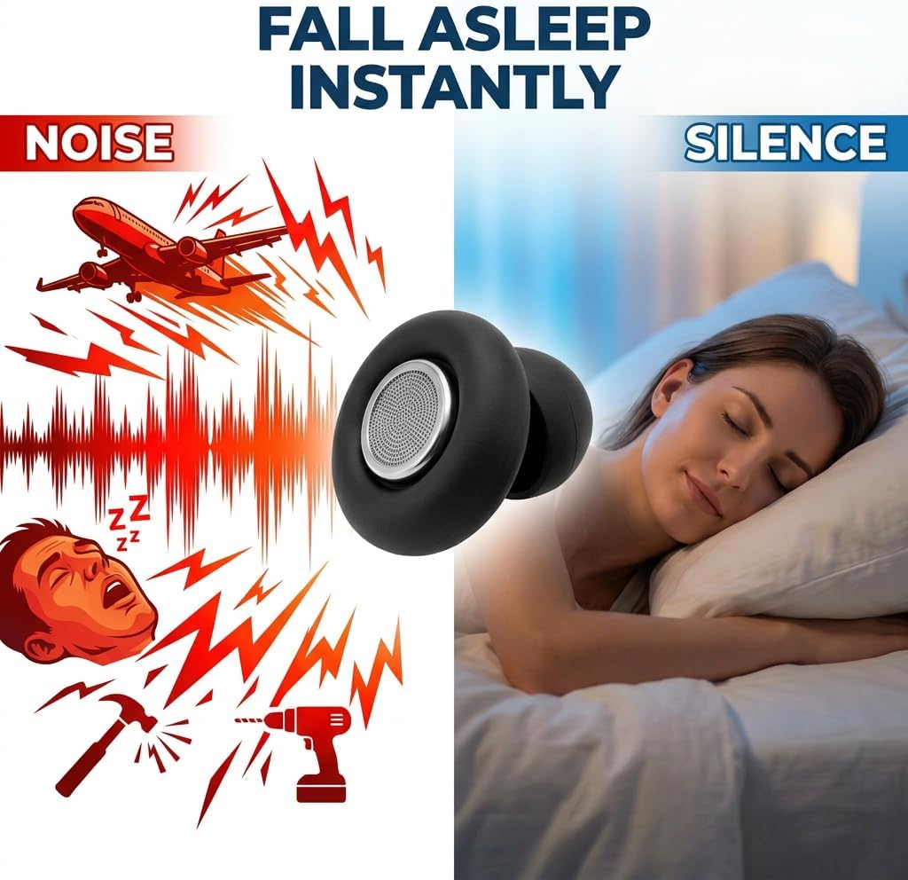 Sleep Noise Cancelling Earplugs, Reusable Soft Noise Blocking Earbuds for Sleeping, Studying & Travel – Reduce Snoring, Dorm Noise & Flight Noise, Focus, Relaxation & Hearing Protection (Black)