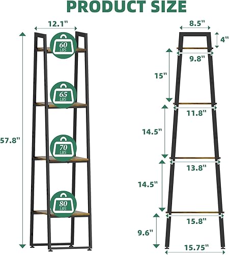 Miniatura 8 de Simple Trending Soporte para plantas de interior de 4 niveles con 3 luces de cultivo ajustables, estante de escalera de metal y madera resistente