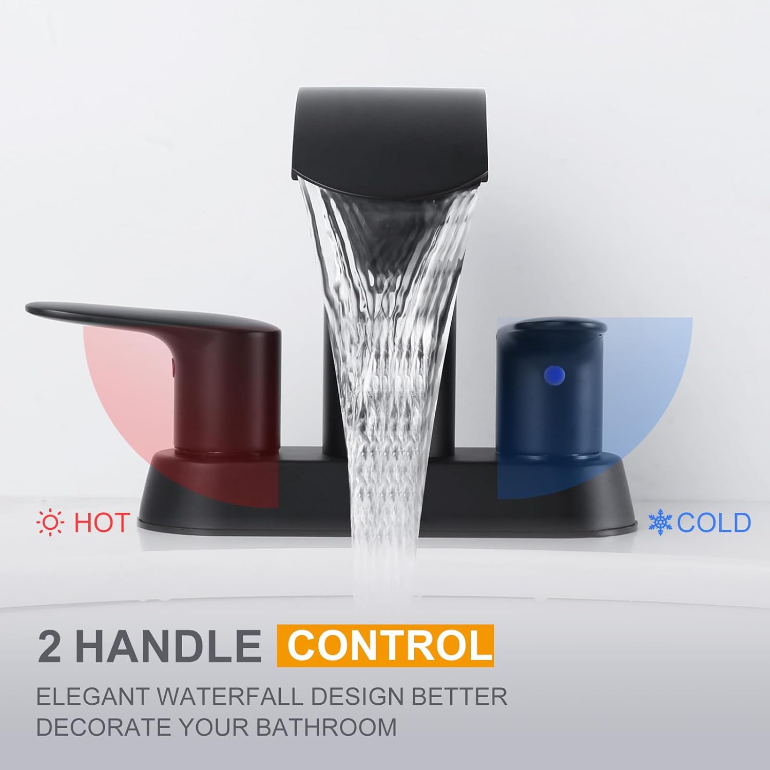 Matte Black Stainless Steel Double Handle Waterfall Faucet