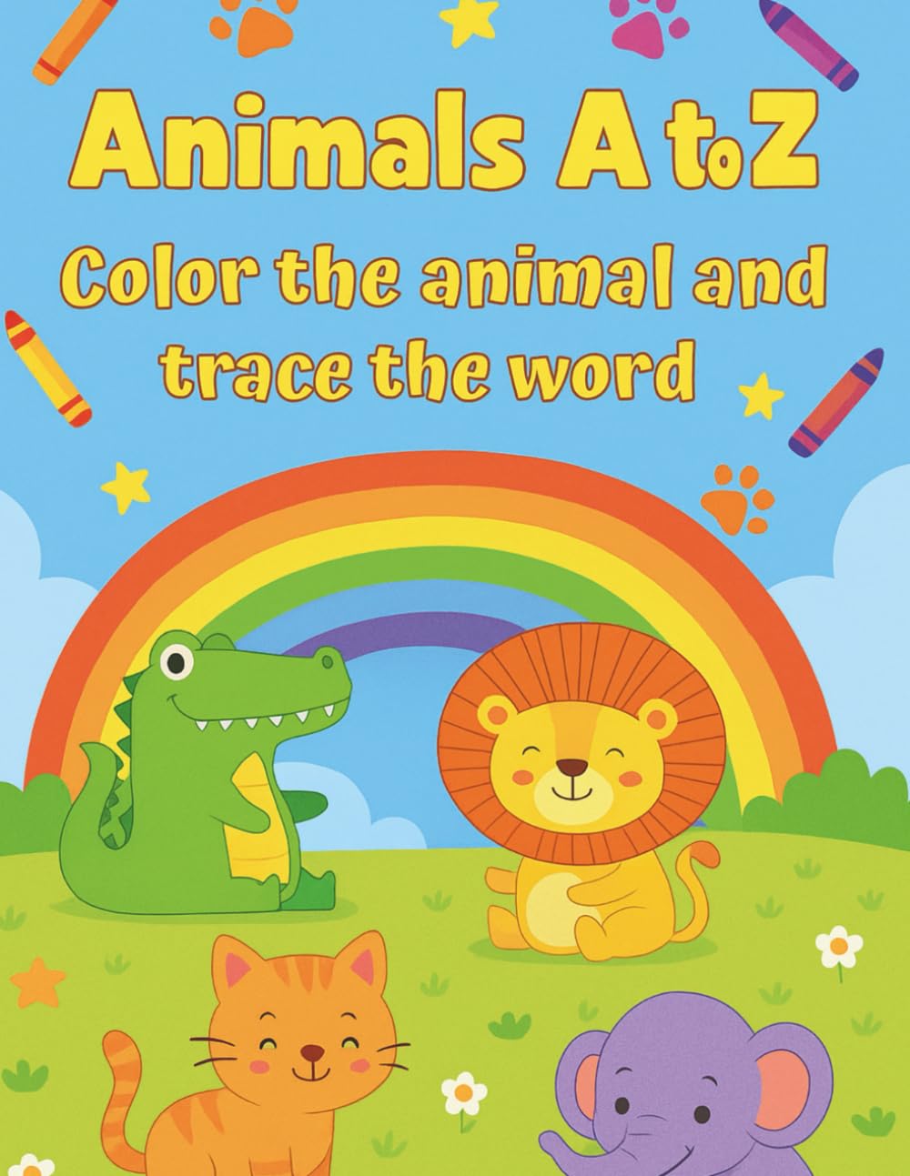 Animal A-Z colour and tracing book: Fun and Bold for children aged 3-5