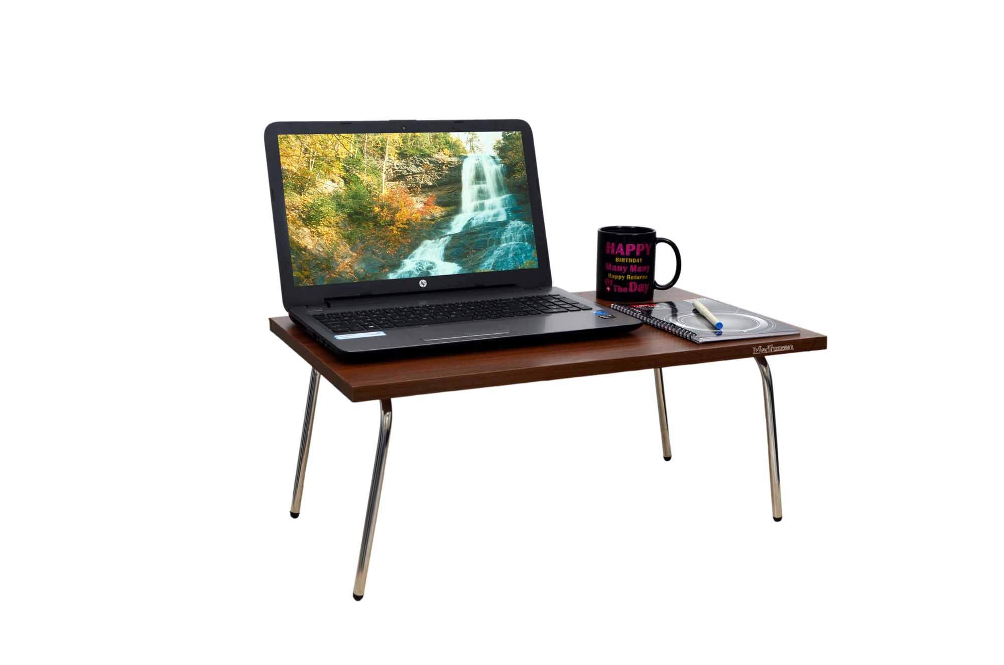 Madhuran Engineered Wood Bed Study Laptops Table (Matte Finish Teak) / Wooden Decor Items Students Kids Adults Lapdesk Folding Foldable Stand Home Work Desk Organizer Reading (B07G454N91) Amazon Price History, Amazon Price Tracker