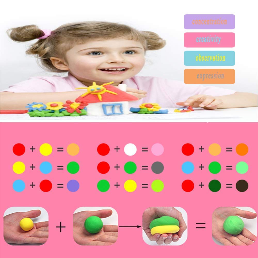 Worldwide e-Mart 12 Colors Air Dry Clay Ultra Light and Air Dry Clay for Children Non-Toxic and Eco-Friendly Modeling Magical Clay with Tools 4