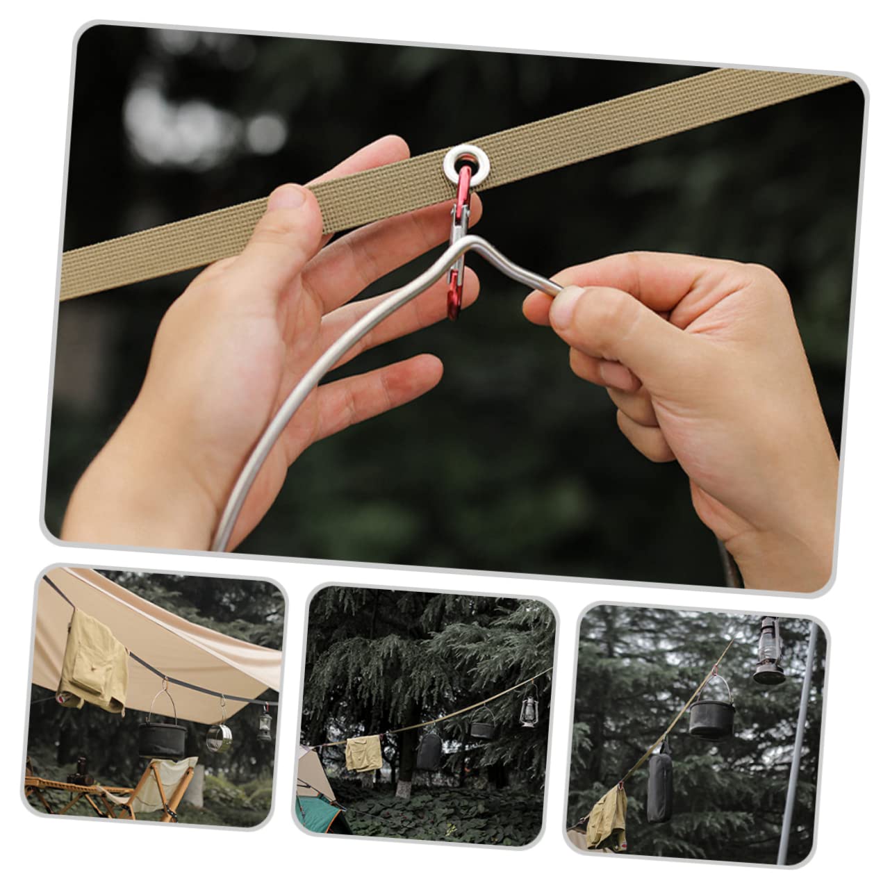 TOPBATHY 4sets Cinghie Per Multifunzionali Cinghie Da Campeggio Antivento Filo Stendibiancheria Resistente All Usura Per Esterni e Interni Per Viaggi e Attività Outdoor
