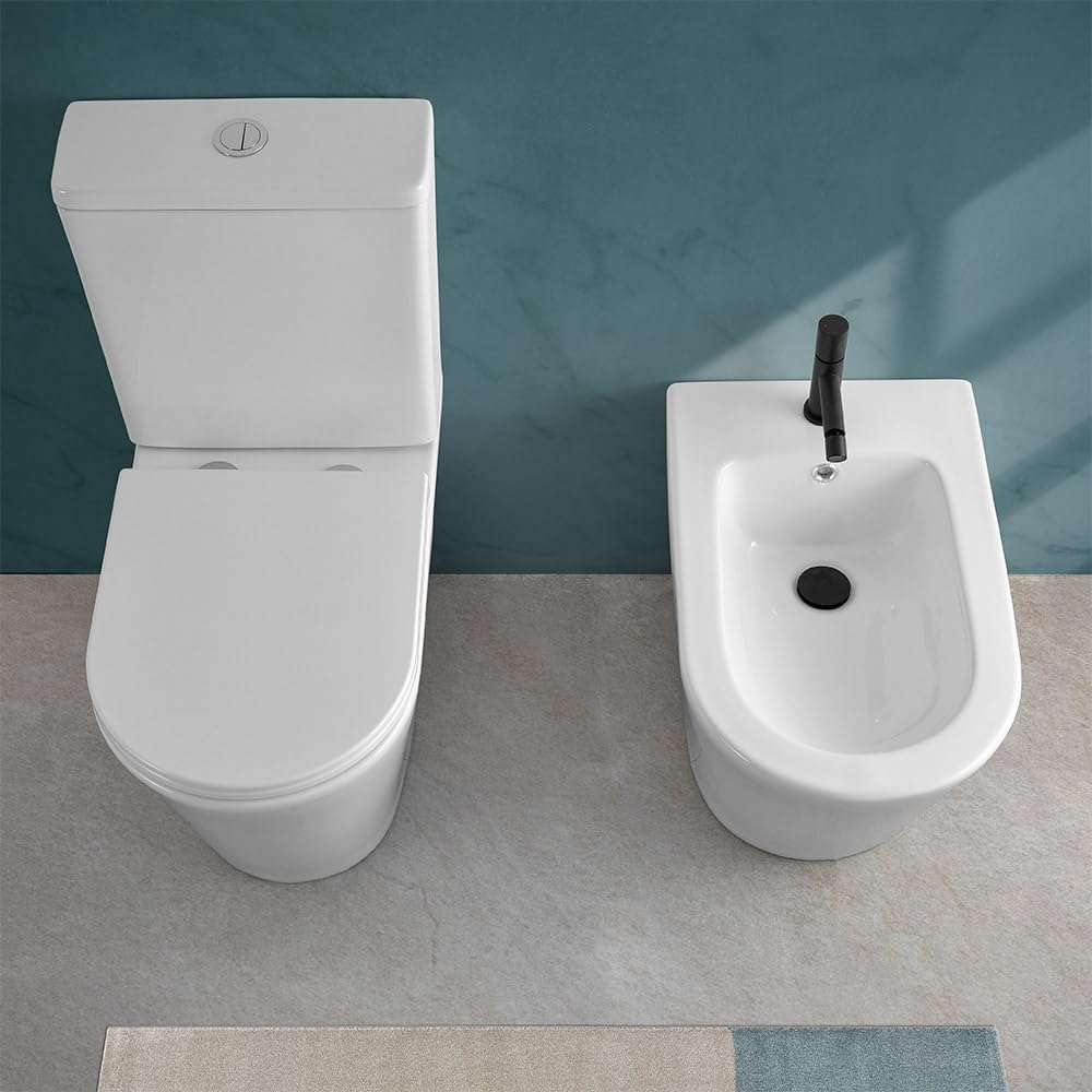 Filomuro Monoblocco WC Con Tornado Senza Brida Scarico Parete Pavimento KLAN