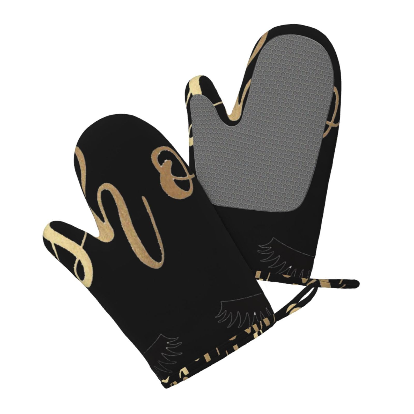 Aqrjlpo Women's Eyelash Silicone Oven Mitts Set 2Pcs, Printed Heat Resistant Non-Slip Silicone Oven Gloves For Kitchen Cooking Baking Microwave