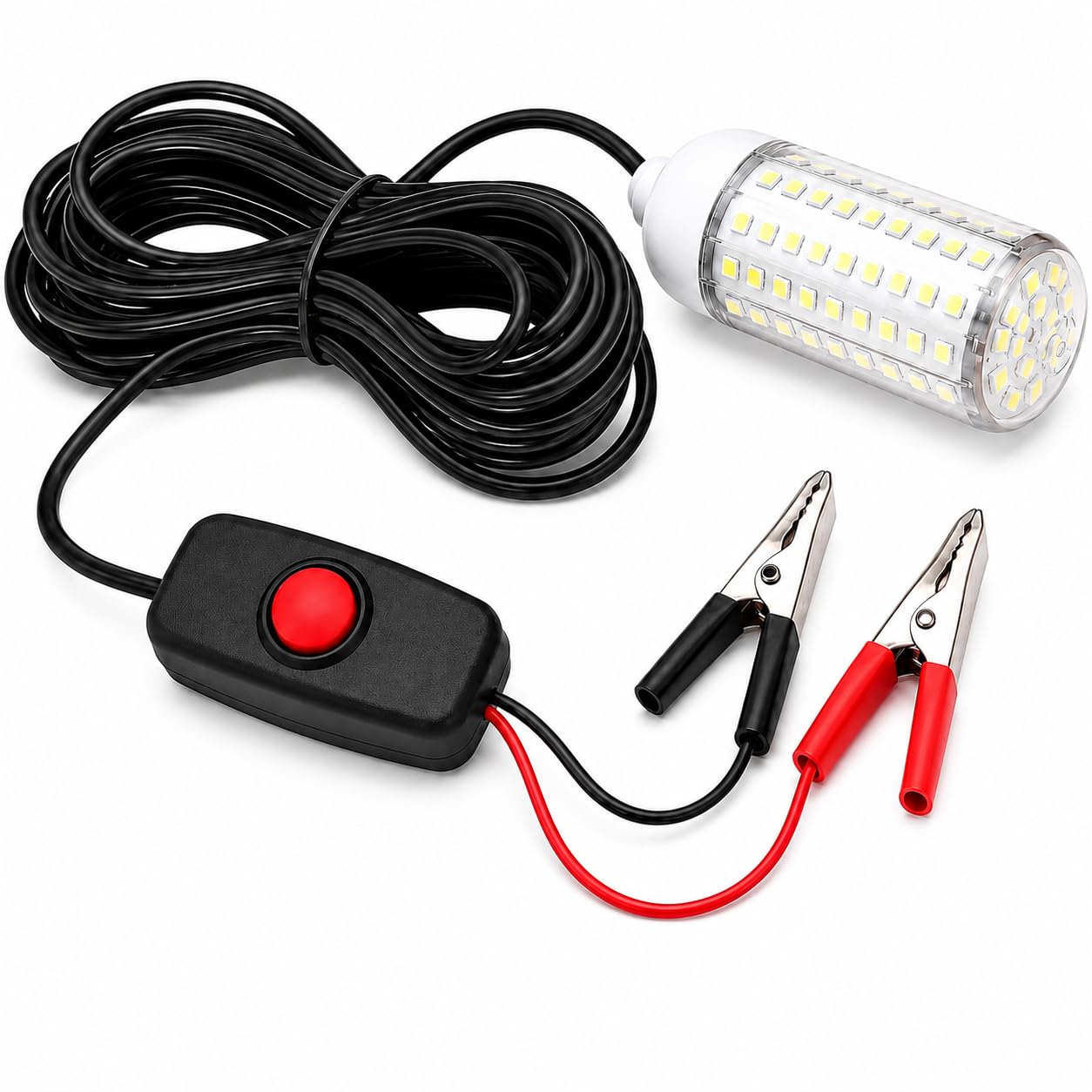 水中集魚灯 12V LED集魚ライト グリーン 108灯 IP68防水 水中ライト ワニ口クリップ付き 夜釣り 船釣り 筏釣り ボート釣り イカ釣り アジング タチウオ釣り用
