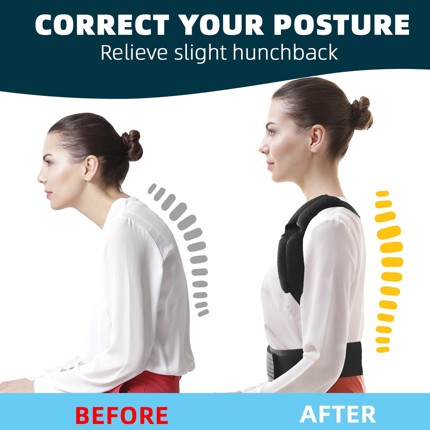 SHENG QI RISE Posture Corrector for Women and Men,Adjustable Back Support and Corrector, Shoulders, Neck, Collarbone and More(X-Large)