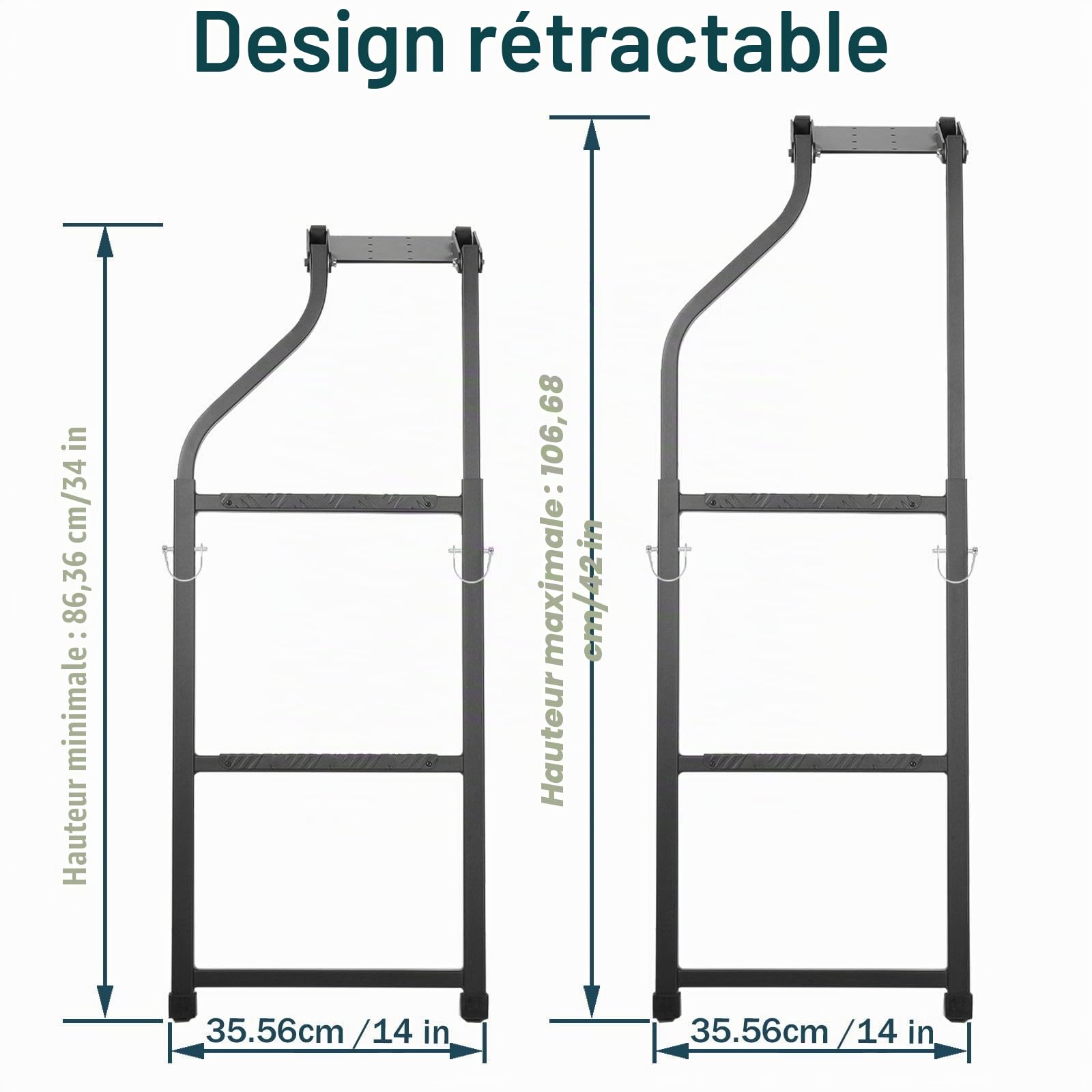 aleawol Échelle de hayon pour pickup truck, extension pliable | Escabeau de hayon avec ruban adhésif et vis autotaraudeuses en acier inoxydable pour la plupart des pickups et camions