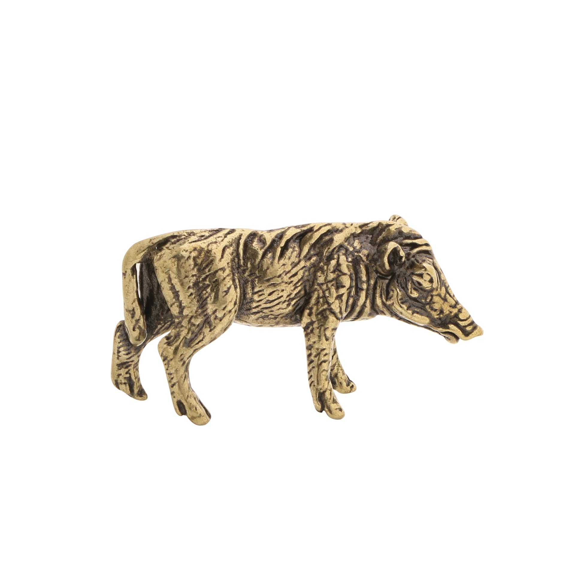 NGDFGR Brass Animal Wild Boar Miniature Statue,Metal Realistic Zodiac Pig Sculpture Desktop Ornament Home Bonsai Micro Landscape Decr Accessories