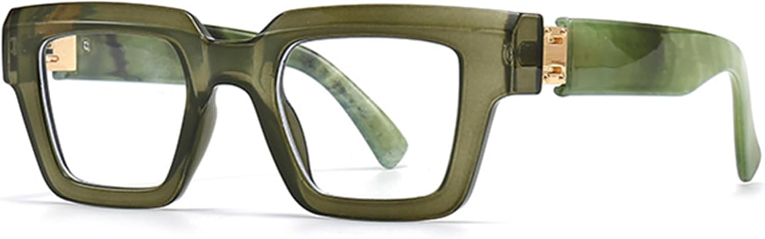 bullabulling Oprah Style Reading Glasses for Women Men, Fashion Square Blue Light Blocking Readers L05