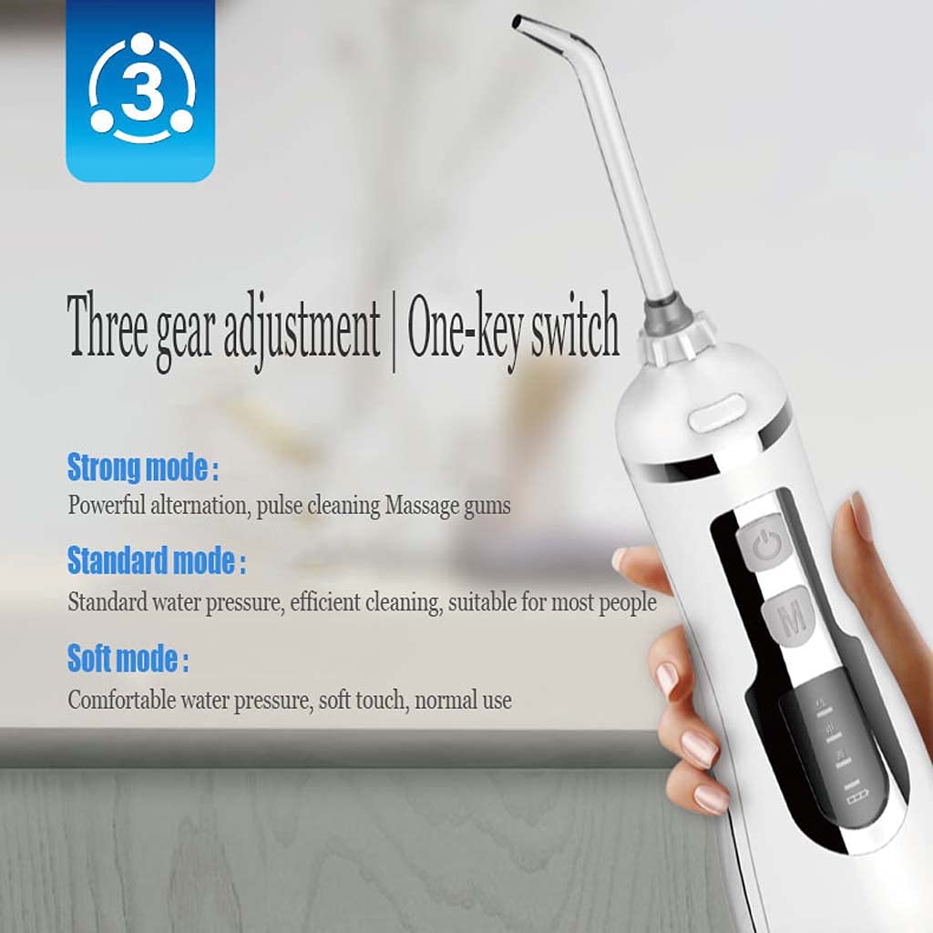 TJH Dispositivo Filo interdentale con 4 ugelli, Filo interdentale Portatile 5 modalità Acqua | Elettrodomestici Pulizia Dentale Dispositivo | 200ML Serbatoio Dentale Lavatrice Massaggio Gengive