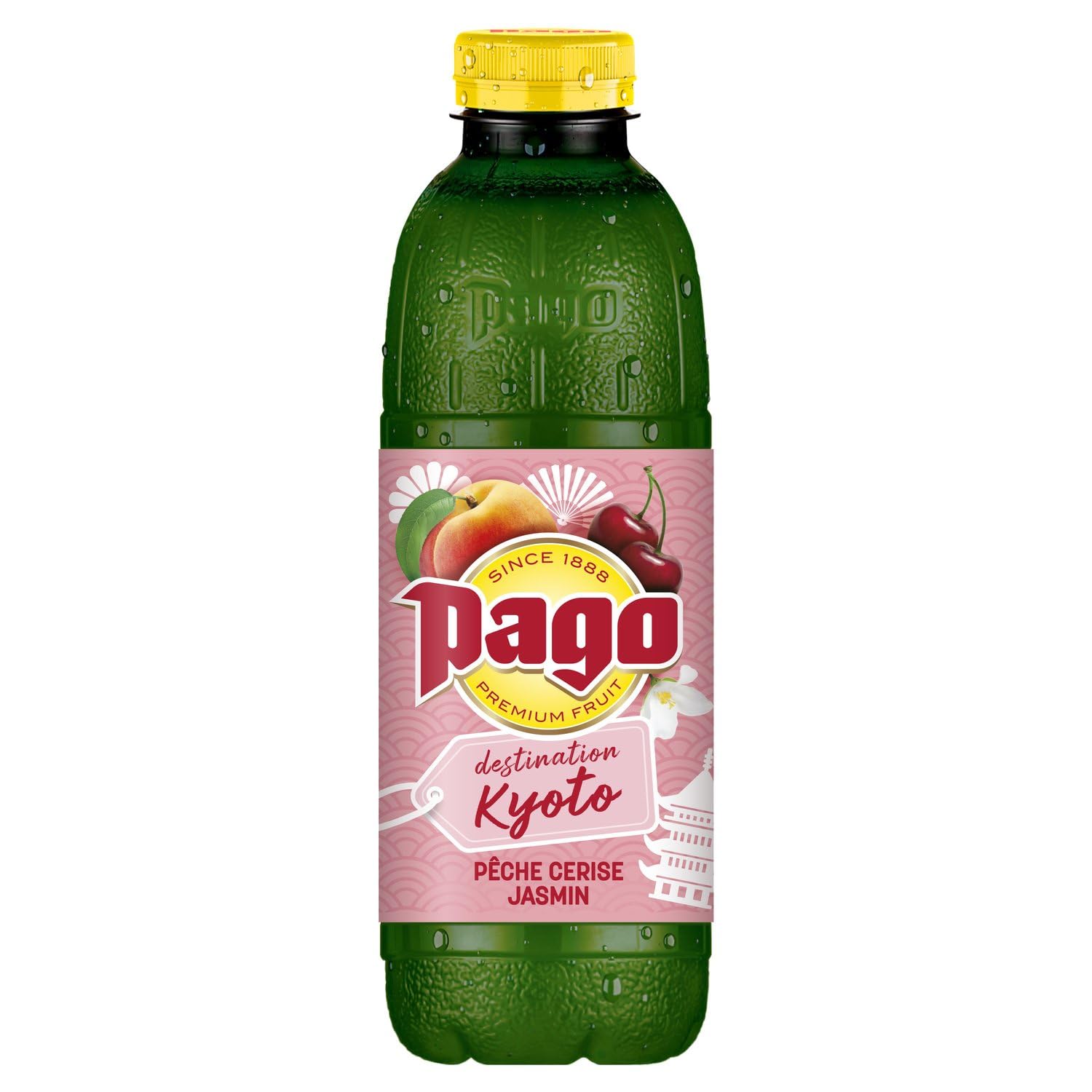 PAGO Destination Kyoto - Boisson Pêche Cerise au Jasmin - Saveurs d'Asie - la bouteille de 75cl - Le Lot De 4