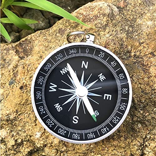 AYNEFY Boussole de Poche de Camping, Boussole de Navigation Sportive de Survie Portable Argentée pour Le Camping, la Randonnée, la Randonnée Cover