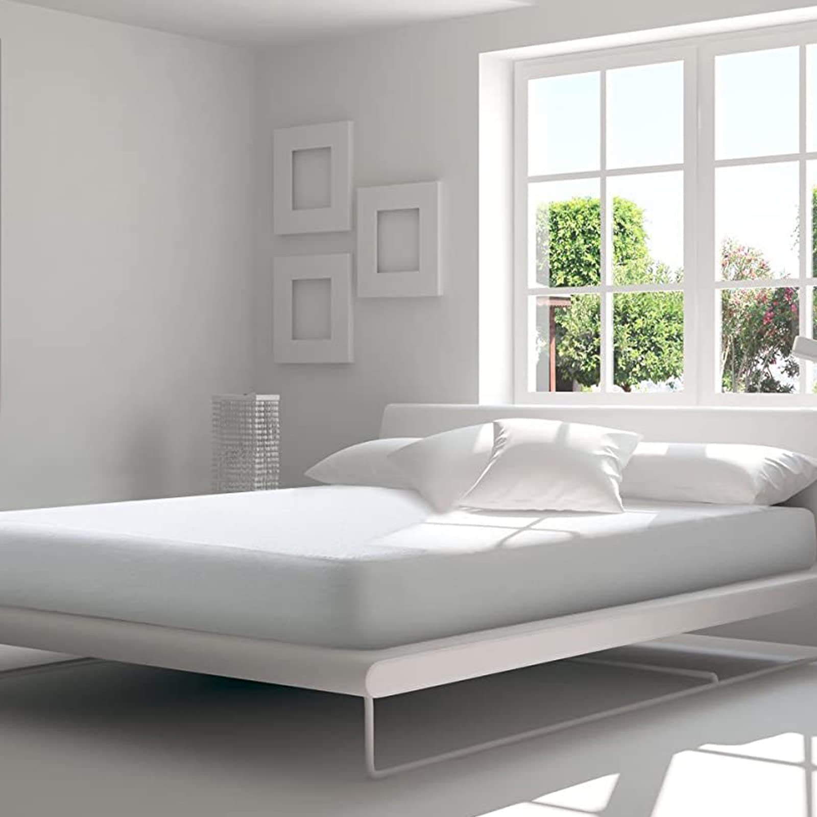 Bedecor Wodoodporny ochraniacz na materac oddychająca pokrowiec na materac z naturalny tencel powierzchnią 160 x 200 cm