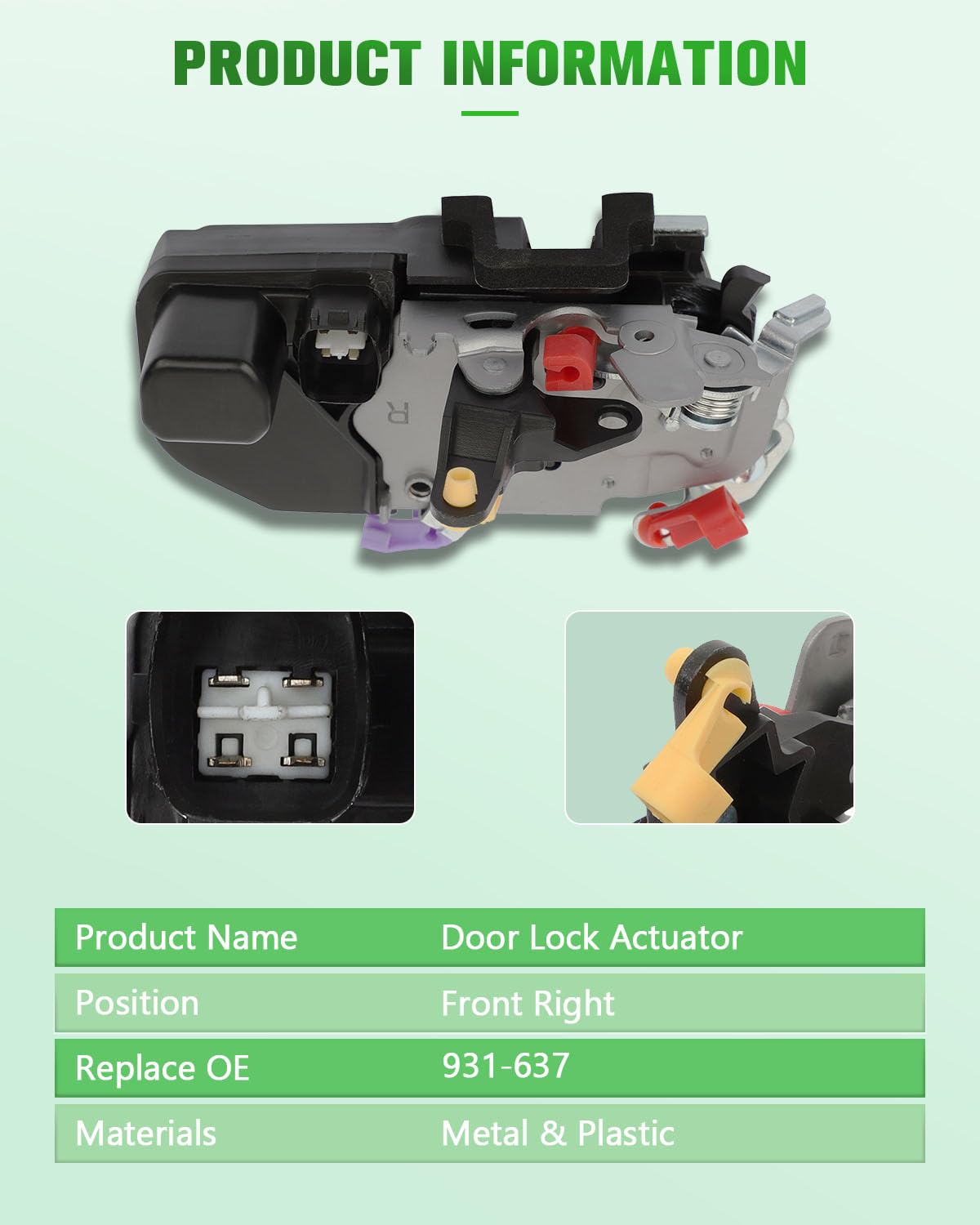 SCITOO Car Door Lock Actuator Front Right Door Lock Latch Actuator Compatible for 2003-2008 for Dodge for Ram 1500,2003-2010 for Dodge for Ram 2500,2008-2010 for Dodge for Ram 5500 931-637