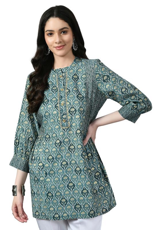Image of Meesan Women's Casual Ethnic 3 /4 Sleeve Printed Tunic