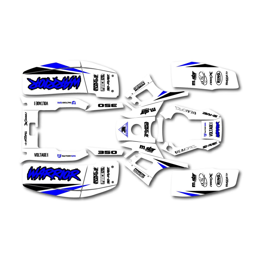 Boston Decal Works White Blue Shift Racing Graphic kit fits Yamaha Warrior 350 87-04 electric start