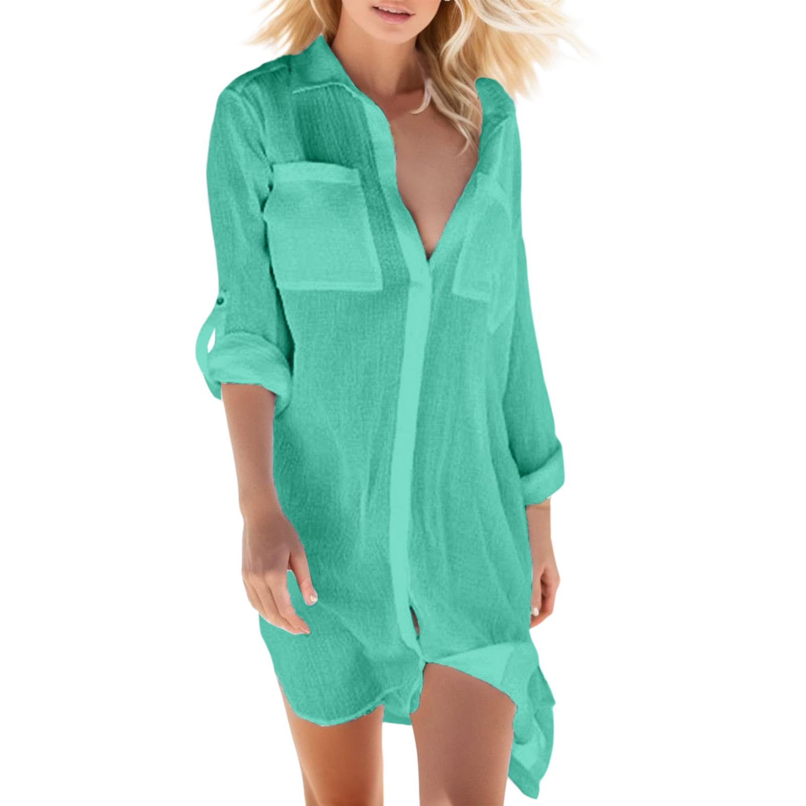Set Bikini da Donna Cardigan Camicetta da Spiaggia Manica Lunga Copricostume in Chiffon Donna Costumi da Bagno Top Larghi Tankini Set, Bianco, S