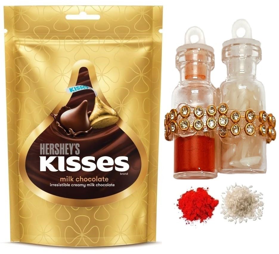 Bhai Dooj Tikka Gift Set for Brother- Kisses Milk Almond Chocolate Pack with Designer Roli, Chawal Pack for Bhaiya (B0CM4X6G26) Amazon Price History, Amazon Price Tracker