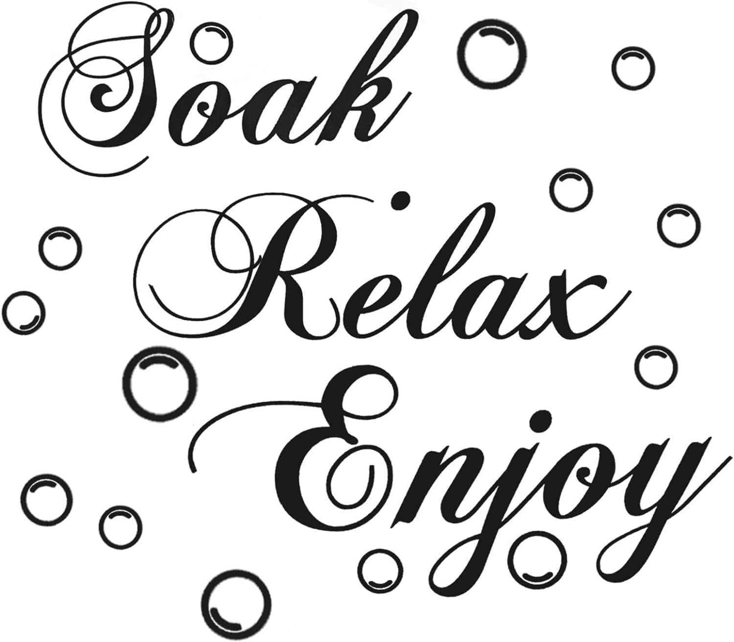 Black Bathroom Wall Decals Soak Relax Enjoy Stickers,Wall Art Decal Quotes Stickers,Beautiful Art Words Decor for Home Bedroom Living Room for Murals Room Decor (17.7x11.4 inch)