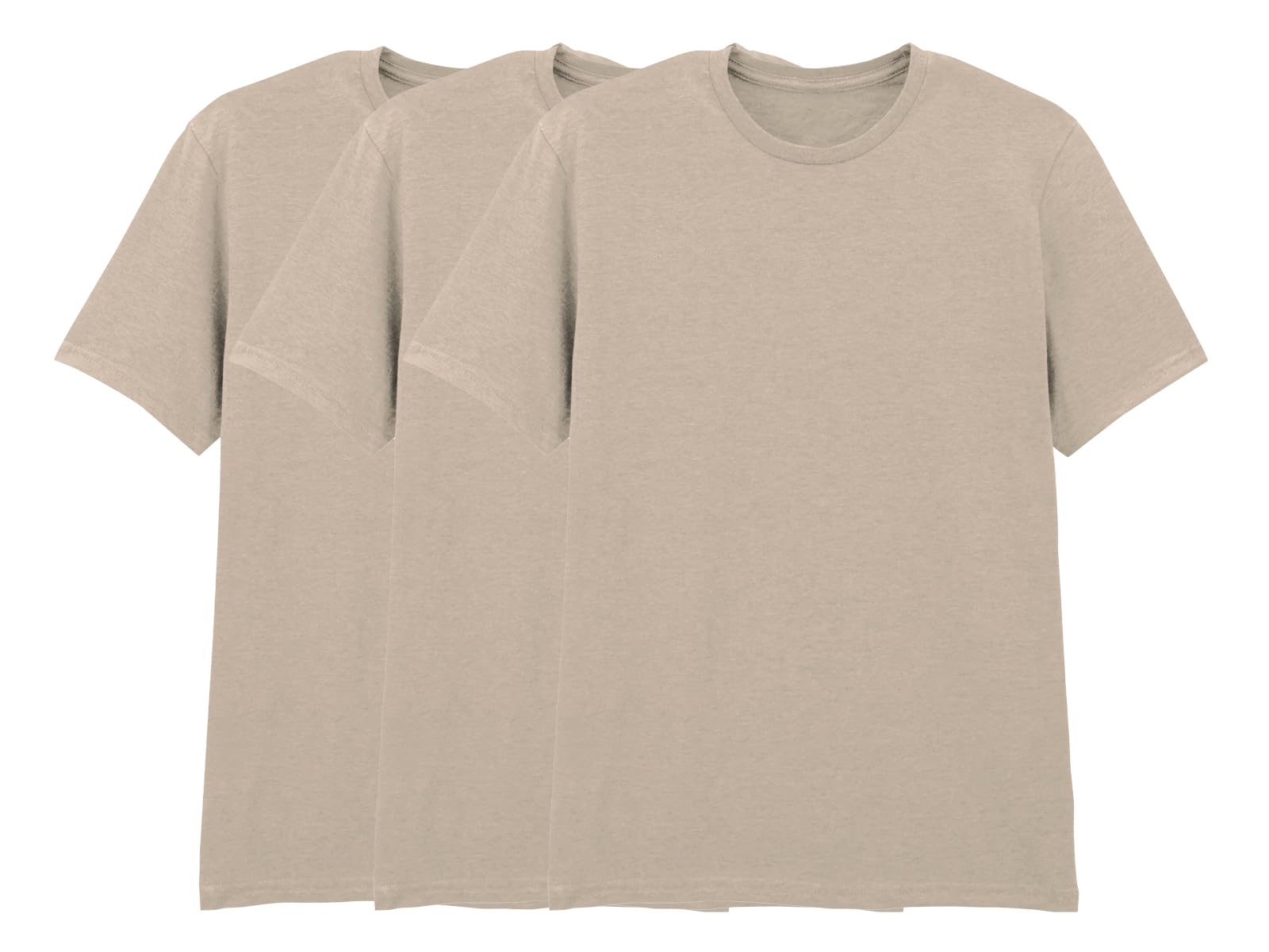 COOZO Pack of 3 Men's Classic Fit Blank Short Sleeve T-Shirts - 3 x Sand - 3XL