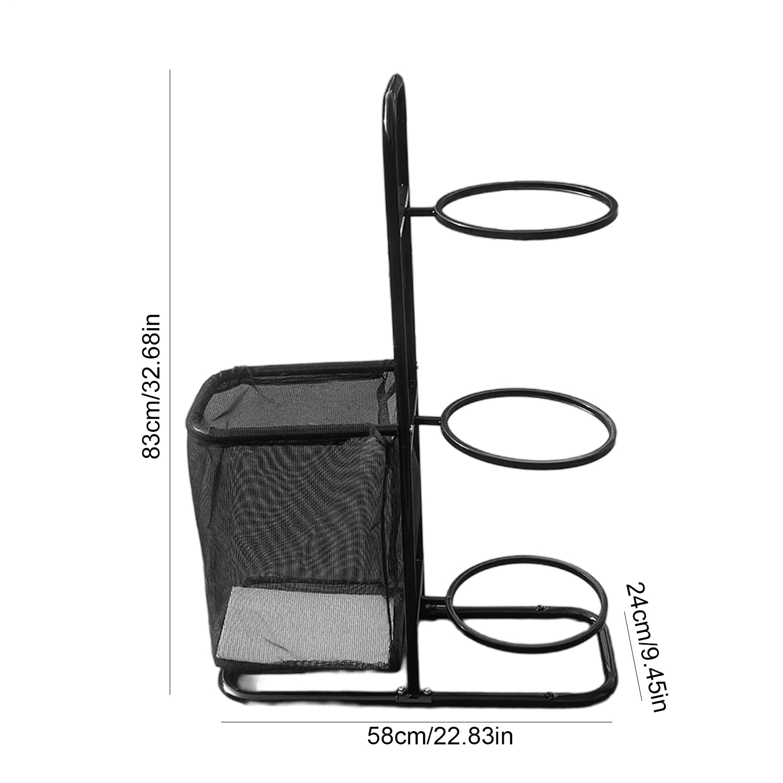 Organizzatore per attrezzature sportive da garage, portaoggetti per garage, cestino per porta palloni, di organizer sportivo con capacità, organizer flessibile in metallo per
