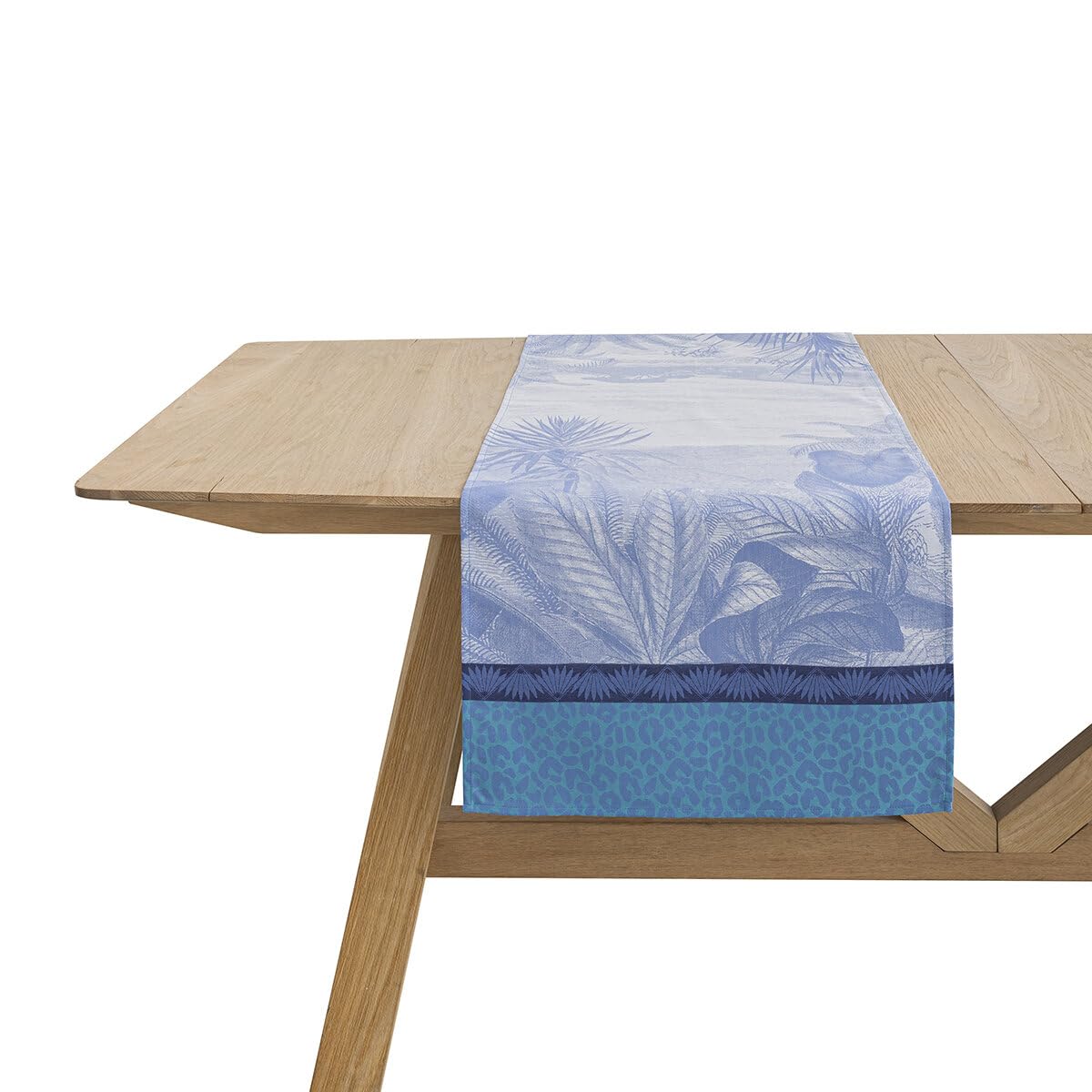 Le Jacquard Français Sinharâja Océan Chemin de table en coton 50 x 150 cm