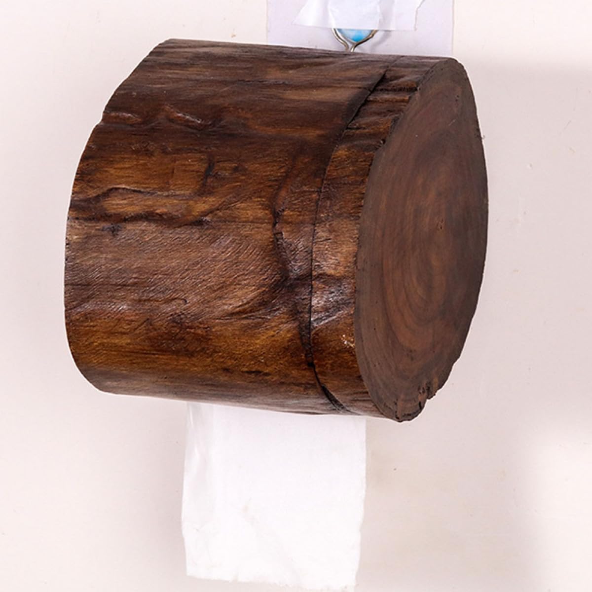 OUNONA Porta Rotolo Igienico in Legno Massello Stile Semplice e Creativo Bordi Lisci, Contenitore Pratico a Forma di Albero per Bagno in Appartamento