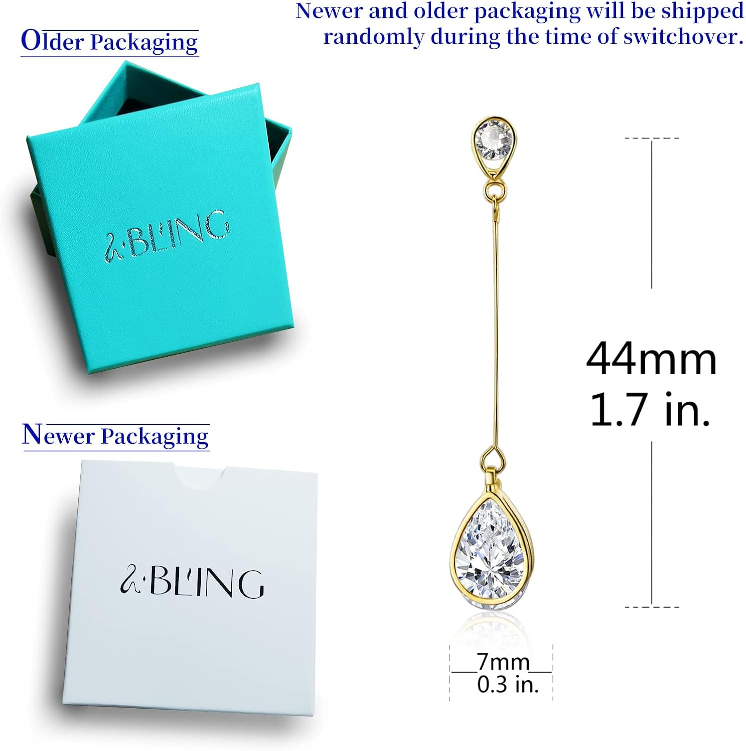 SBLING Cubic Zirconia Teardrop Earrings, Diamond Earrings, Wedding Earrings for Brides Bridesmaids, Bridal Dangle Earrings, Teardrop Crystal Drop earrings for Women Jewelry Gifts - Image 6