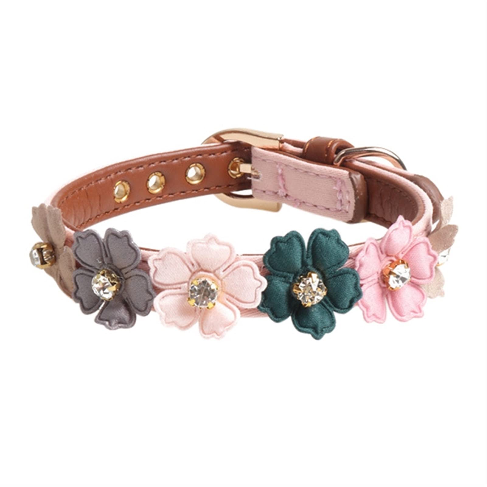 Collier pour chat personnalisé réglable JINGYAN anti-perte avec motifs fleurs