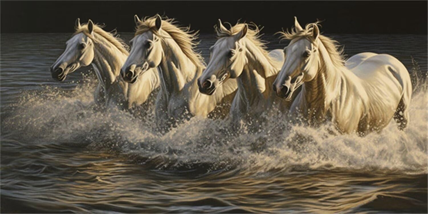 Diamond Painting Bilder Set Erwachsene 5D Malen Nach Zahlen Horse Diamant Painting Bilder Erwachsene Groß Diamonds Crystal Art, Diamond Art Painting DIY Diamant Malerei Set Home Wand Dekor 60x120cm
