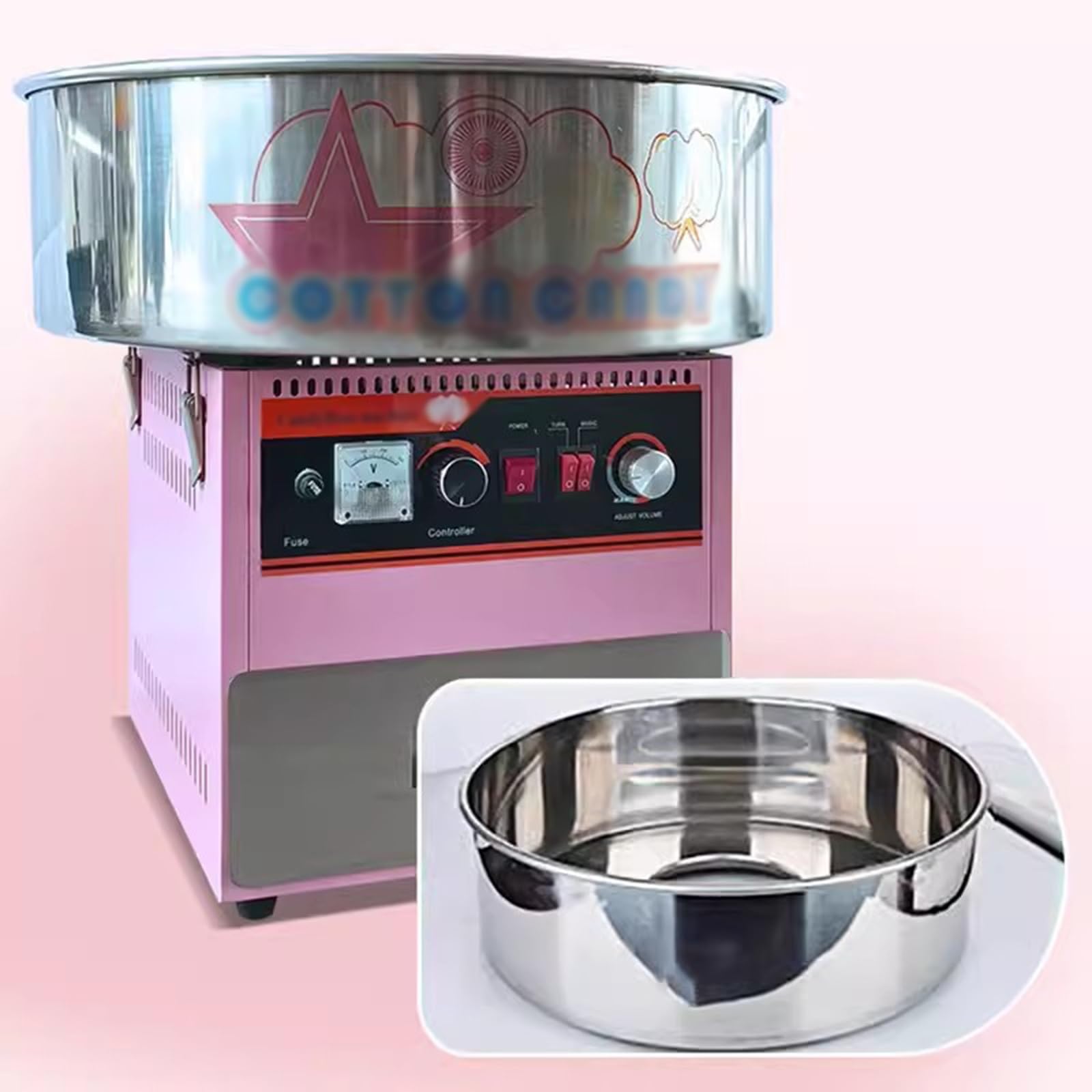 máquina de algodón de azúcar Máquina de algodón azúcar Escritorio pequeña, eléctrica Comercial, Completamente automática, Lujo, Acero Inoxidable, máquina