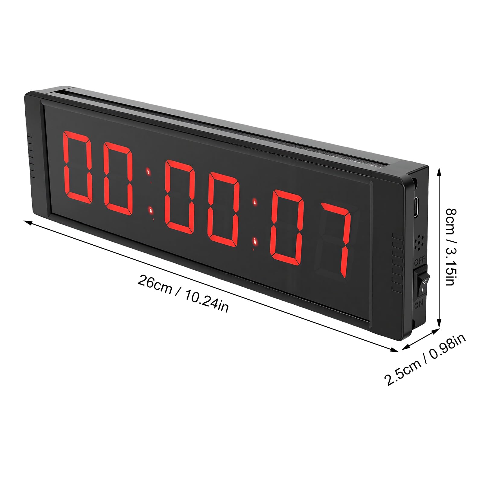 Fafeicy LED-Countdown-Uhr, 1,5 Zoll Großes Display mit Fernbedienung | Gym Studio Timer, 99-Stunden-Countdown, Stoppuhr, Intervalleinstellung, Aluminiumrahmen, 4000-mAh-, 30 m Reichweite