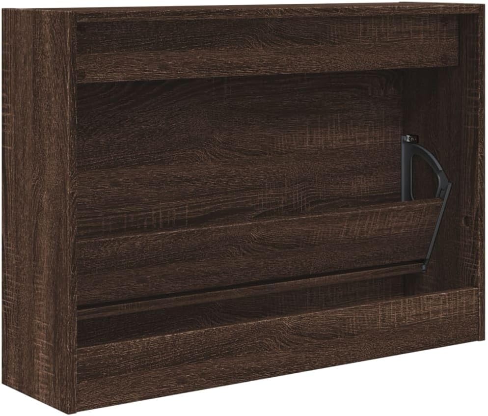 Shoe Cabinet Hallway Shoe Drawer Cabinet Pull Down Shoe Storage Organizer Unit Shoe Rack Cabinet for Living Room Hallway Furnitur Grey Sonoma 80x21x125.5 cm Engineered Wood