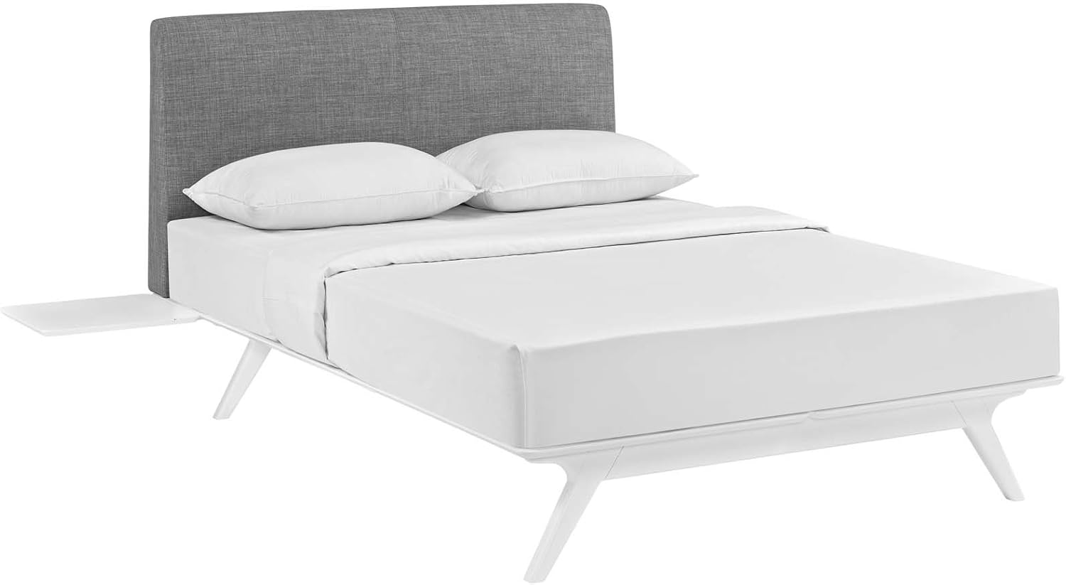 Modway Tracy MidCentury Modern Upholstered Headboard Platform Wood Frame with Two