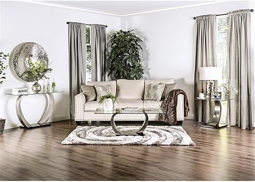 Miniatura 7 de BOWERY HILL Mesa consola de metal de estilo moderno en acabado gris