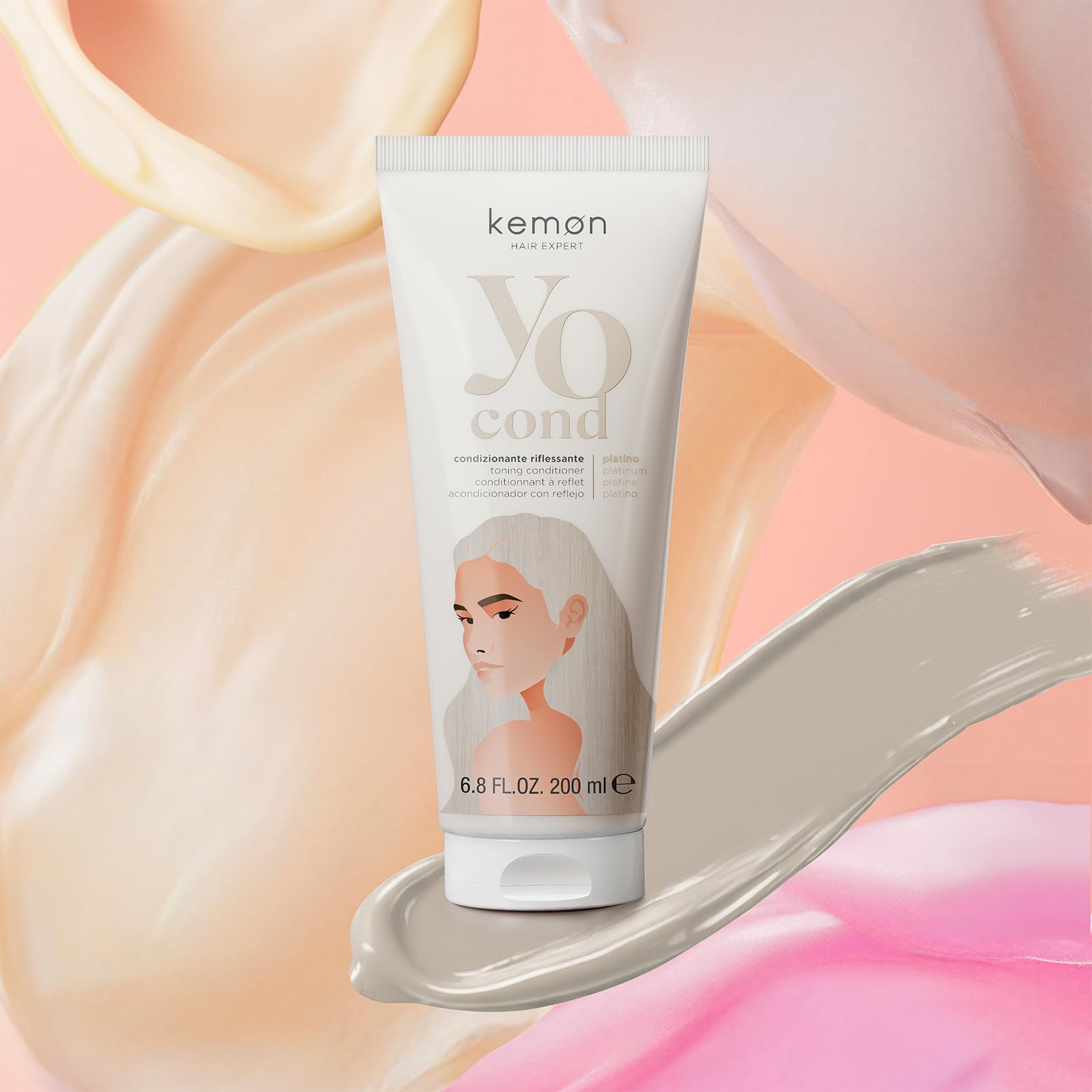 Kemon Yo Cond Platino - Maschera Riflessante Professionale con Formula YoVeg e Velian Complex, Nutre e Illumina i Capelli in 3 Minuti, 88% Ingredienti Naturali, 200 ml