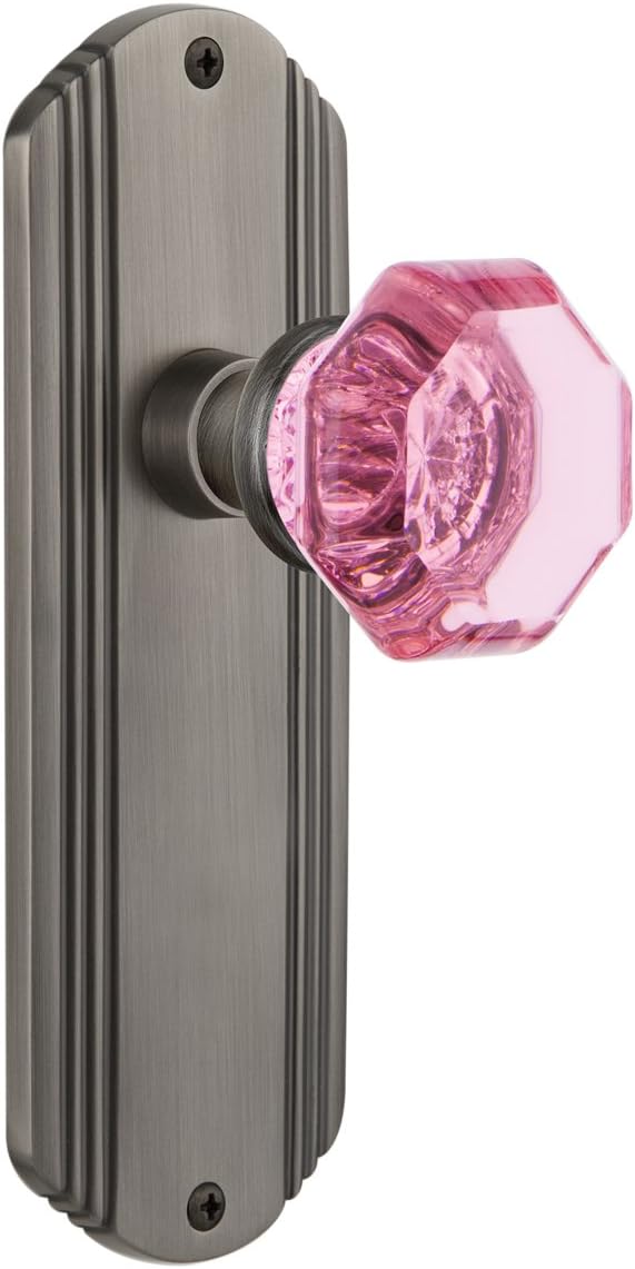 Nostalgic Warehouse 722283 Deco Plate Single Dummy Waldorf Pink Door Knob in Antique Pewter
